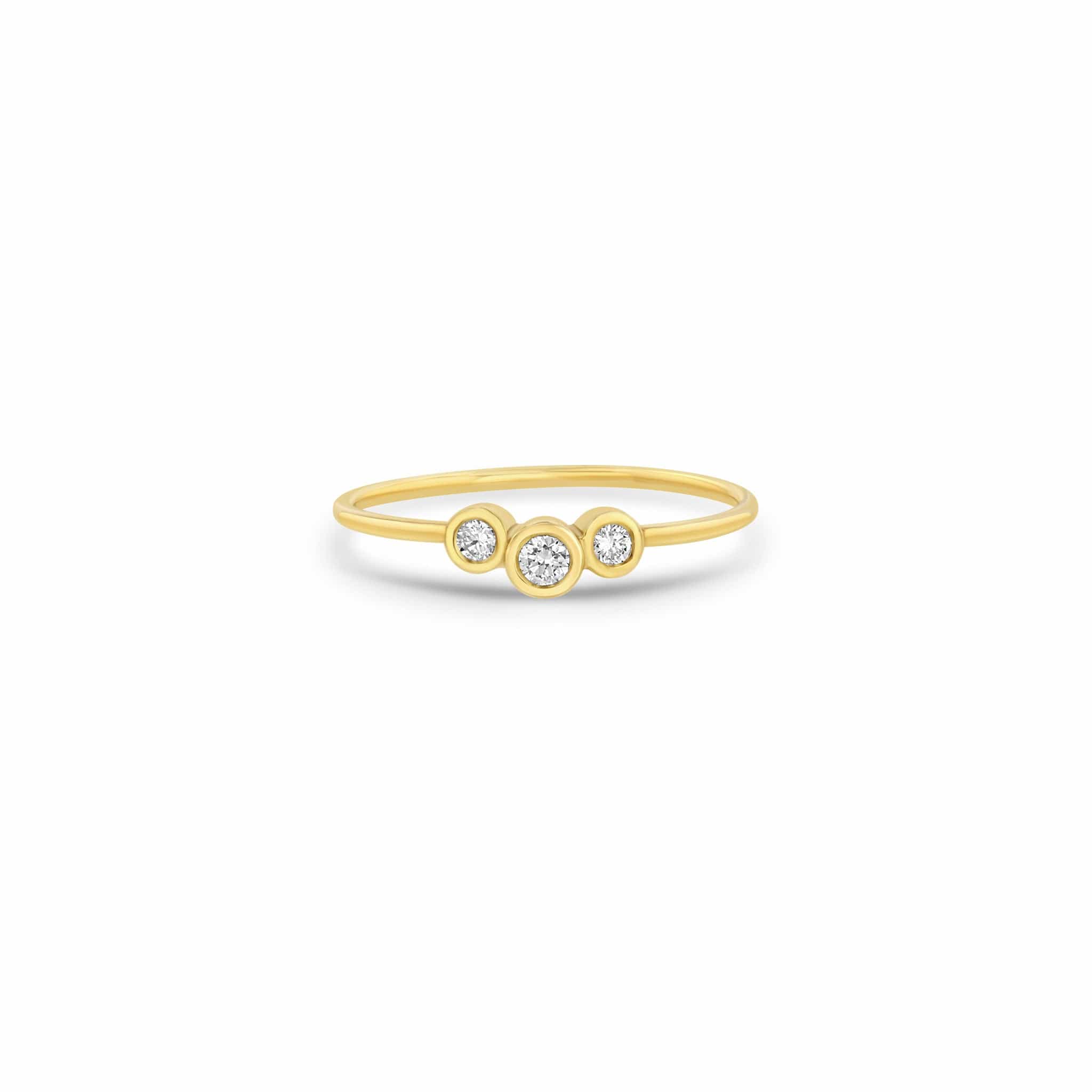 14K Yellow Gold Curved 3 Graduated Diamond Ring