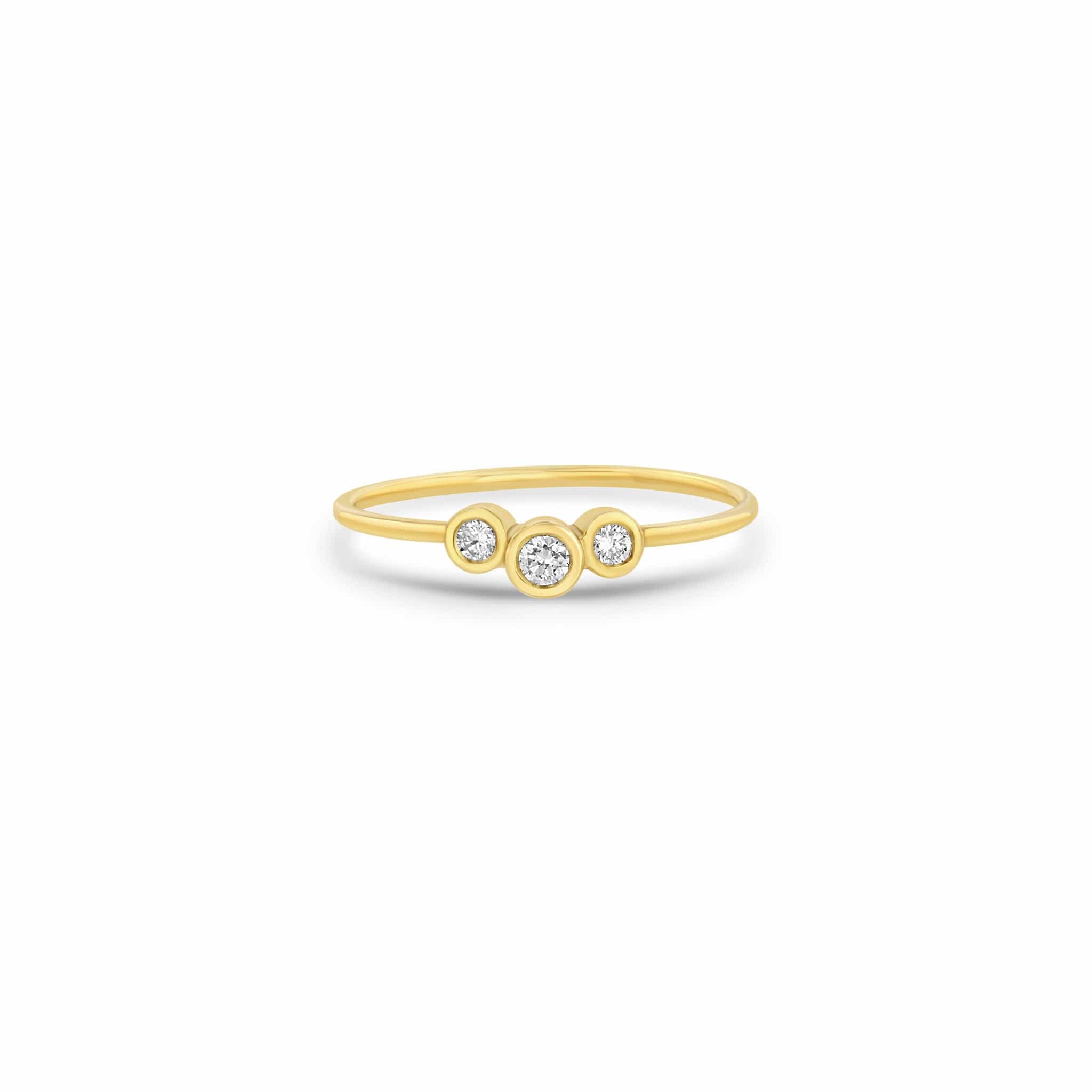 Zoe Chicco 14K Yellow Gold Curved 3 Graduated Diamond Ring