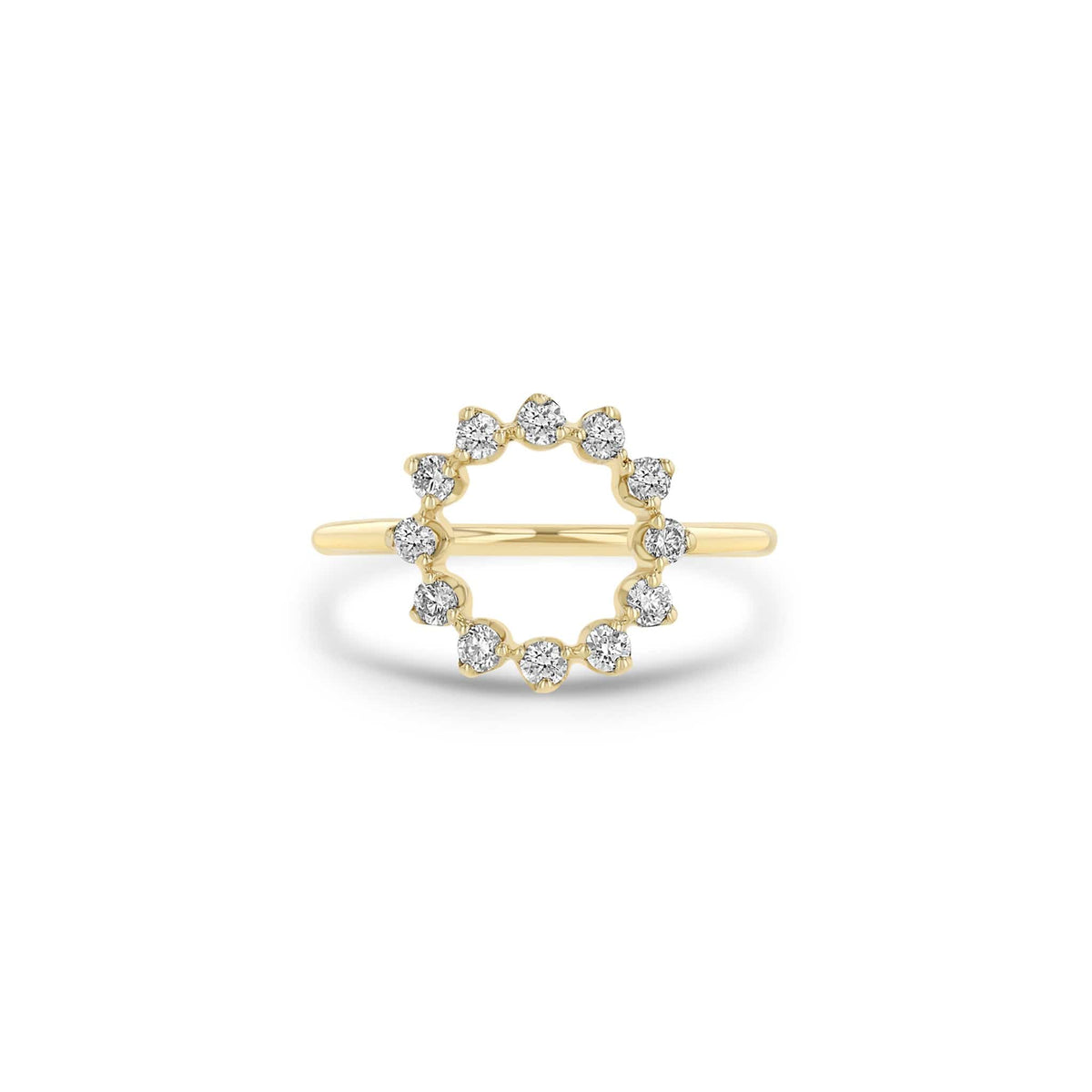 14K Yellow Gold Open Sun Prong Set Diamond Ring