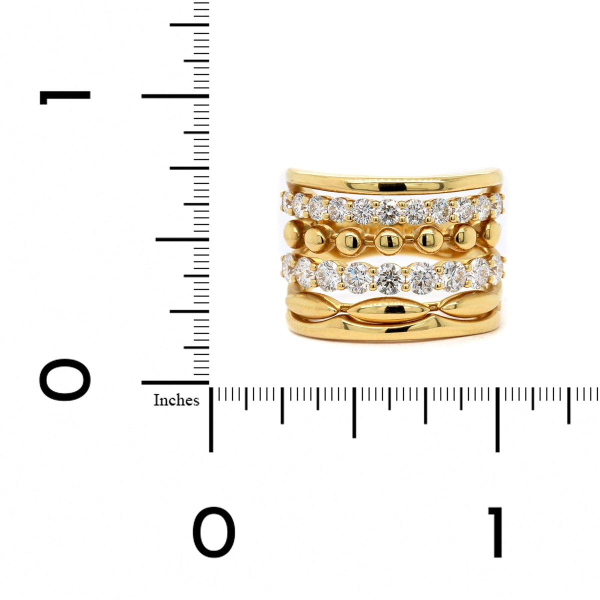 Etho Maria 18K Yellow Gold 6 Row Diamond Ring