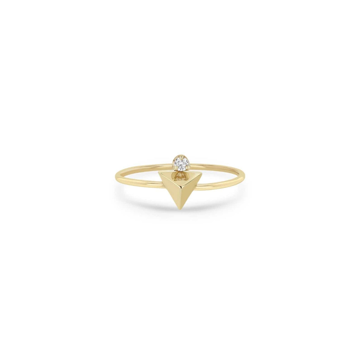 Zoe Chicco 14K Yellow Gold Small Pyramid Diamond Ring
