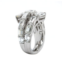 Platinum Bypass Emerald & Pear Shape Diamond Ring