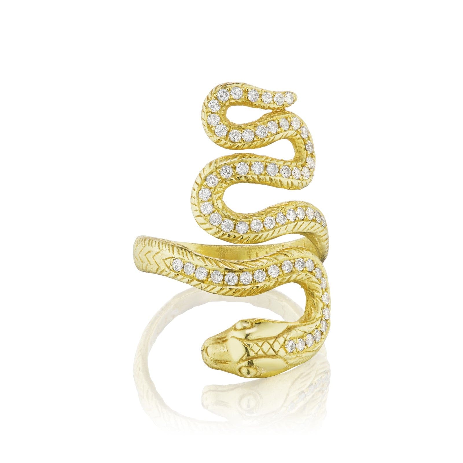 18K Yellow Gold Diamond Snake Ring