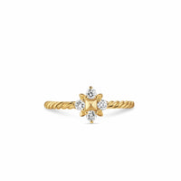 Petite Modern Renaissance Pyramid Ring 18K Yellow Gold with Diamonds, 6.2mm