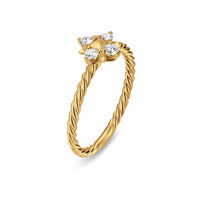 Petite Modern Renaissance Pyramid Ring 18K Yellow Gold with Diamonds, 6.2mm