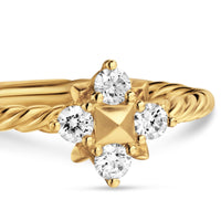 Petite Modern Renaissance Pyramid Ring 18K Yellow Gold with Diamonds, 6.2mm