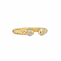 Cable Band Open Ring 18K Yellow Gold with Diamonds, 2.8mm
