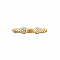 Cable Band Open Ring 18K Yellow Gold with Diamonds, 2.8mm