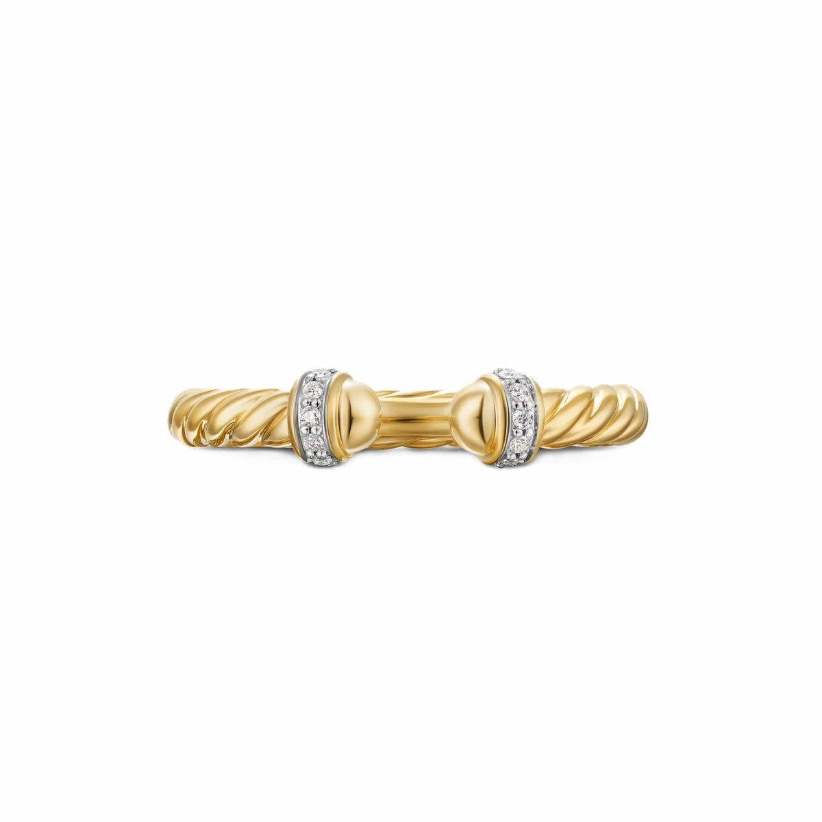 Cable Band Open Ring 18K Yellow Gold with Diamonds, 2.8mm