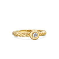 Petite Cable Ring 18K Yellow Gold with Center Diamond, 2.8mm