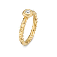 Petite Cable Ring 18K Yellow Gold with Center Diamond, 2.8mm