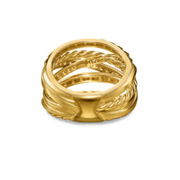Crossover Trio Six Row Ring 18K Yellow Gold with Diamonds, 17.5mm