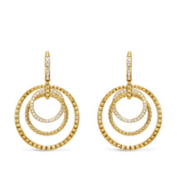 Crossover Trio Drop Earrings 18K Yellow Gold with Diamonds, 35mm