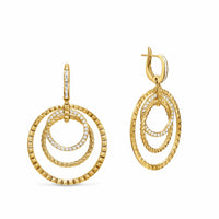 Crossover Trio Drop Earrings 18K Yellow Gold with Diamonds, 35mm