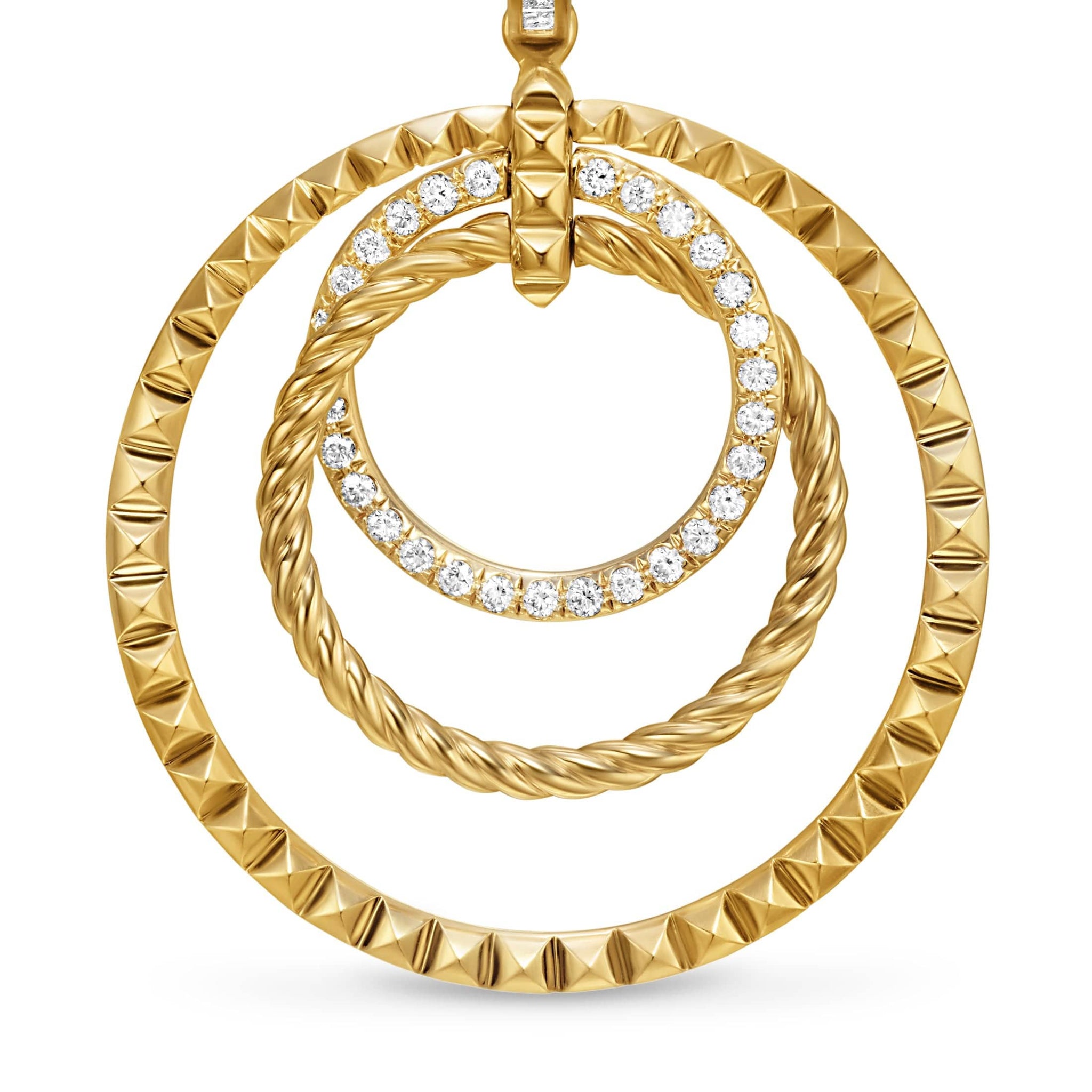 Crossover Trio Drop Earrings 18K Yellow Gold with Diamonds, 35mm