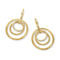 Crossover Trio Drop Earrings 18K Yellow Gold with Diamonds, 35mm