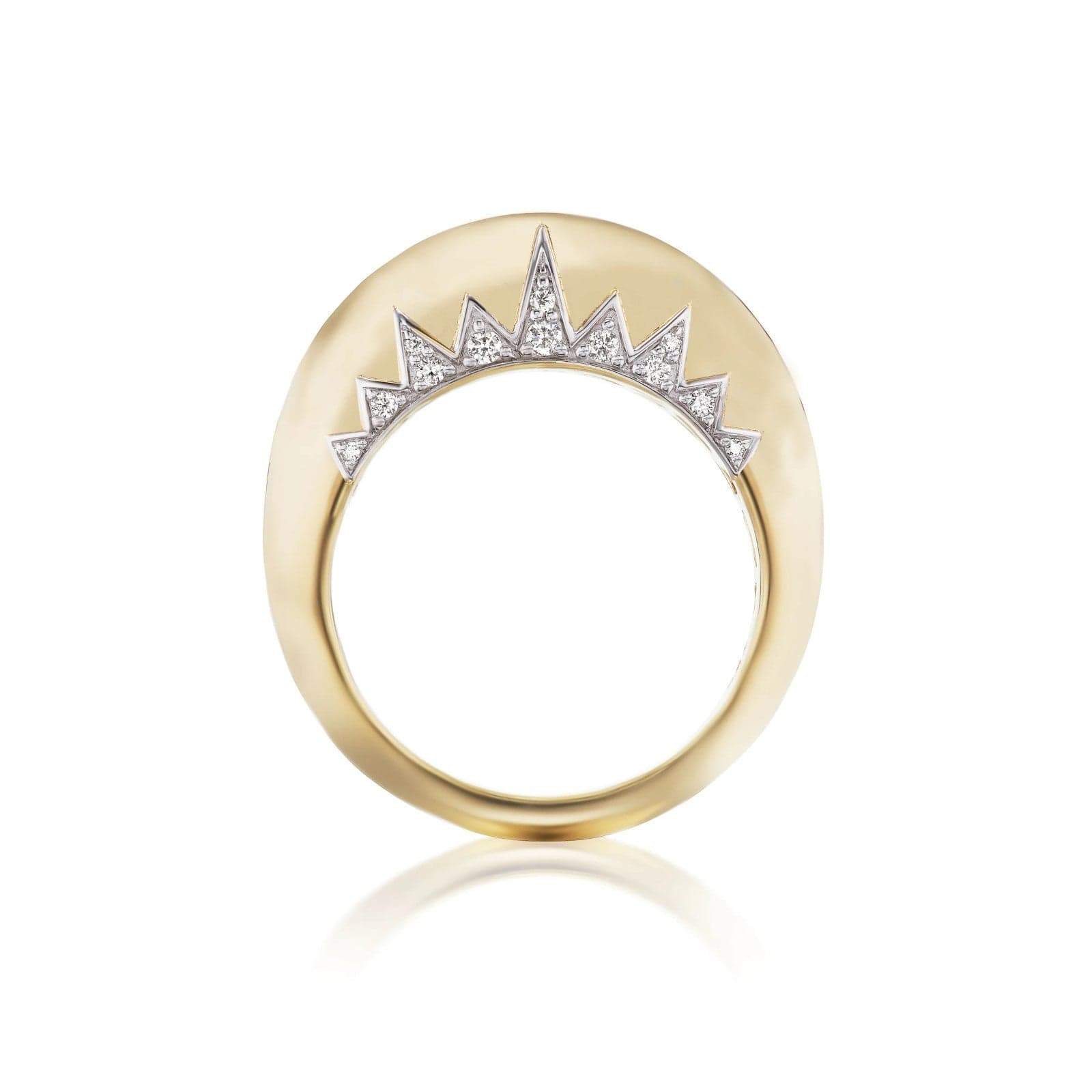 18K Yellow Gold Domed Crown Diamond Ring