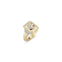 Sorellina 18K Yellow Gold Crescent Moon Pave Signet Ring