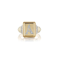 Sorellina 18K Yellow Gold Pave Initial A Signet Ring