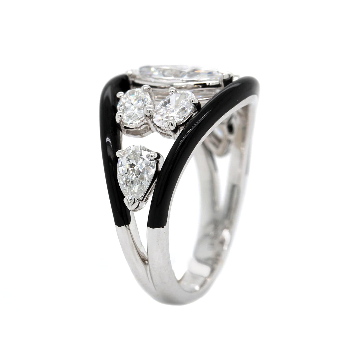 Etho Maria 18K White Gold & Black Ceramic Diamond Ring