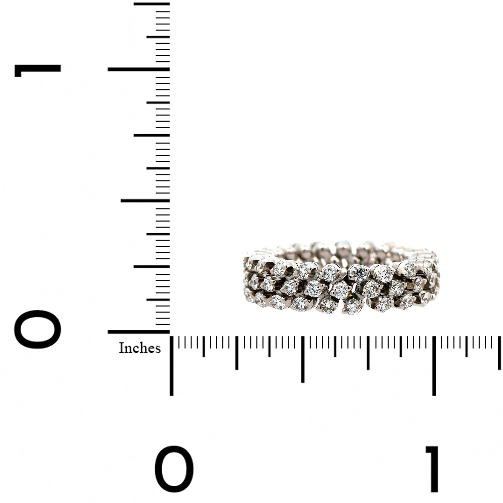 18K White Gold 3 Row Adjustable Diamond Ring