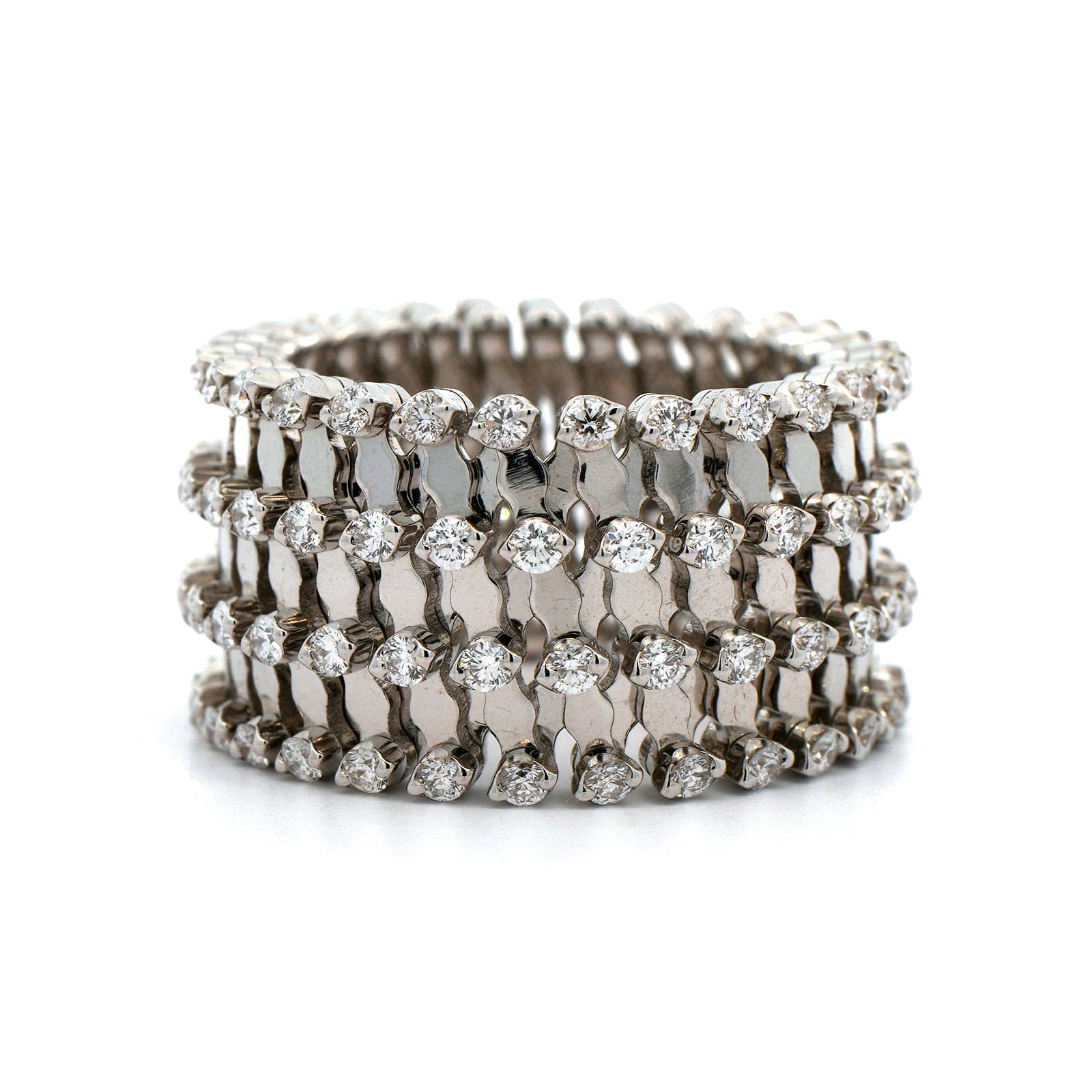 18K White Gold 7 Row Adjustable Diamond Ring – Long's Jewelers