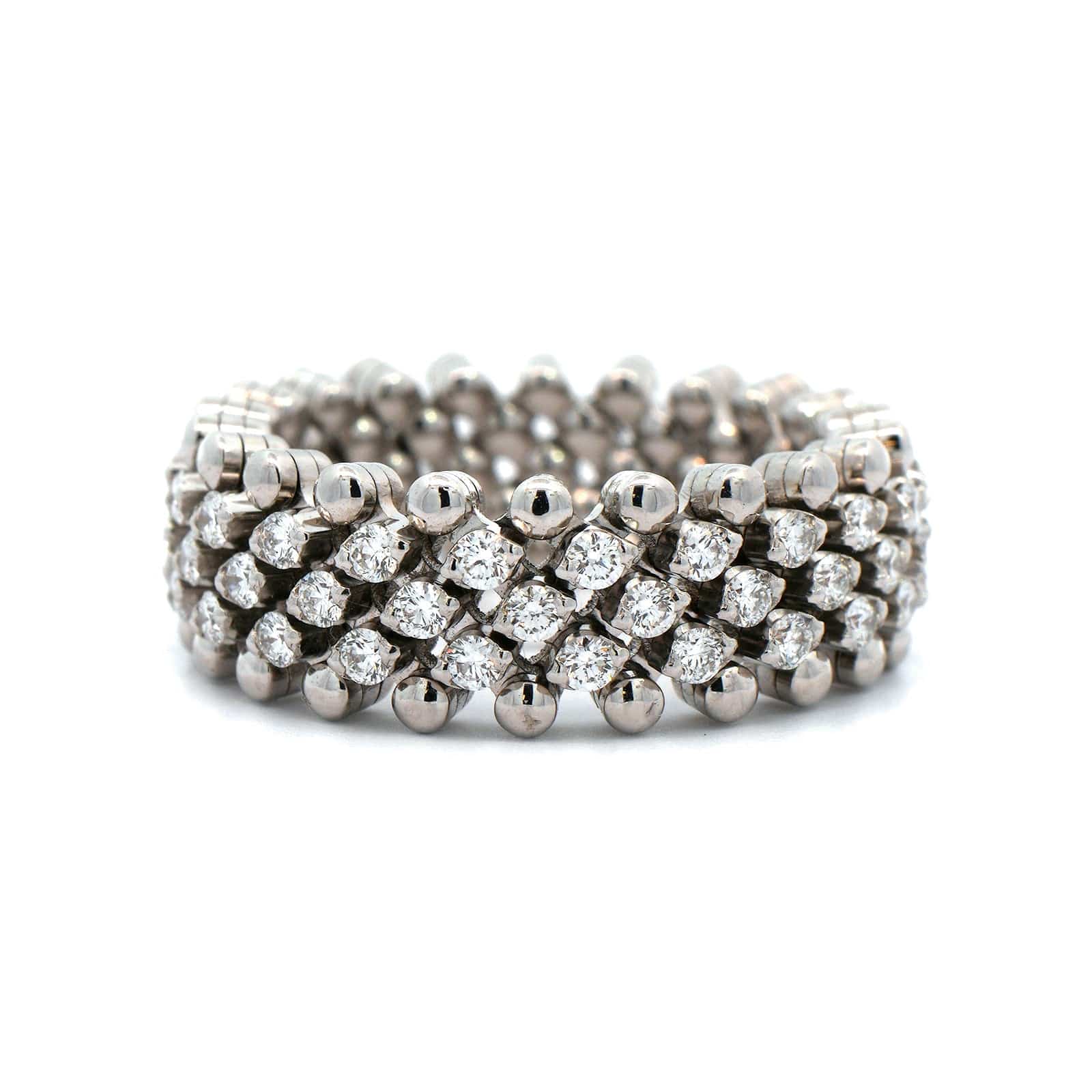 18K White Gold 5 Row Adjustable Diamond Ring – Long's Jewelers