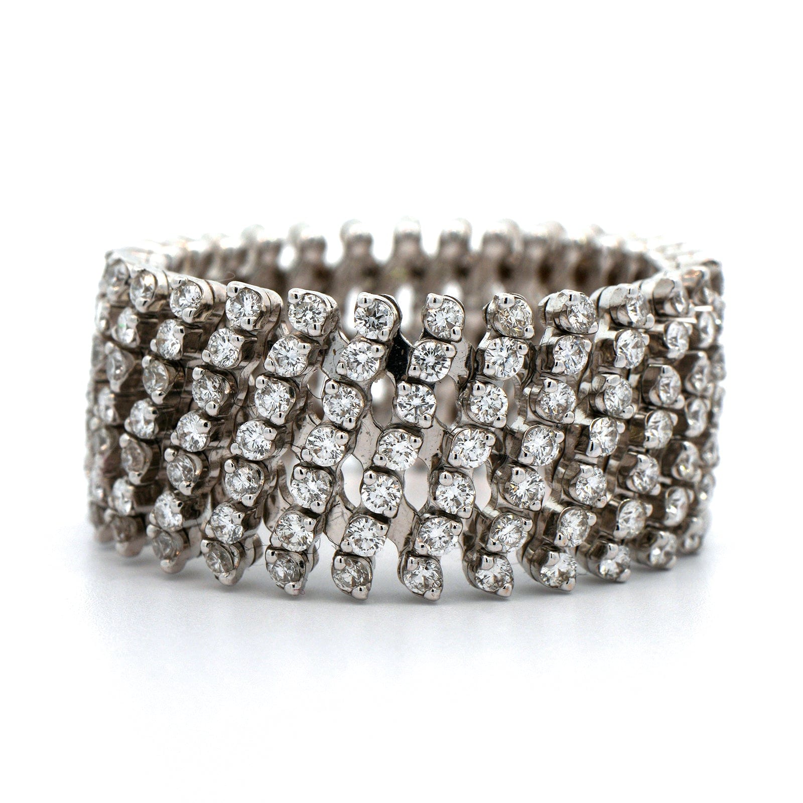 18K White Gold 7 Row Adjustable Diamond Ring – Long's Jewelers