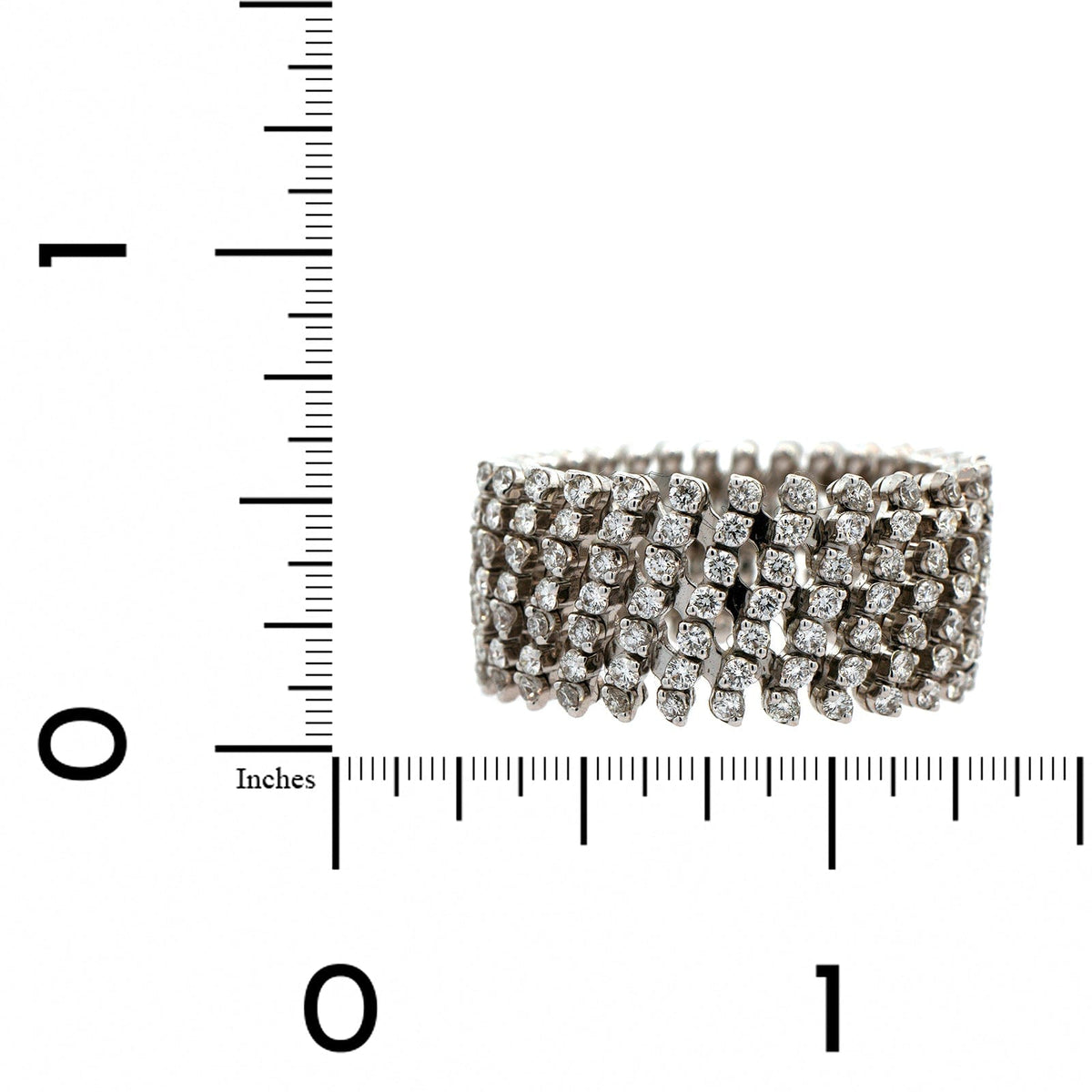 18K White Gold 7 Row Adjustable Diamond Ring