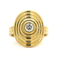 18K Yellow Gold Large Bezel Set Diamond Ring