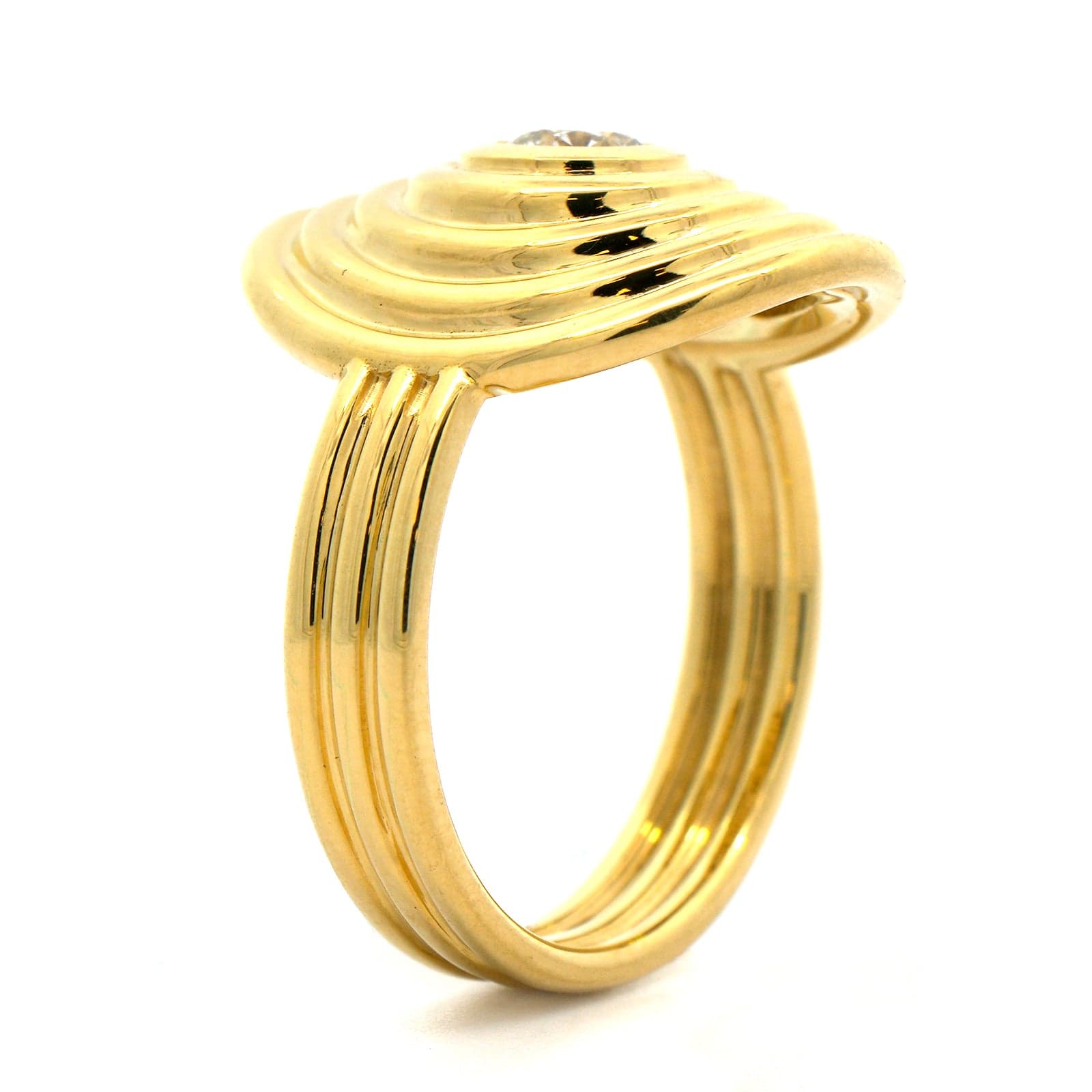 18K Yellow Gold Large Bezel Set Diamond Ring