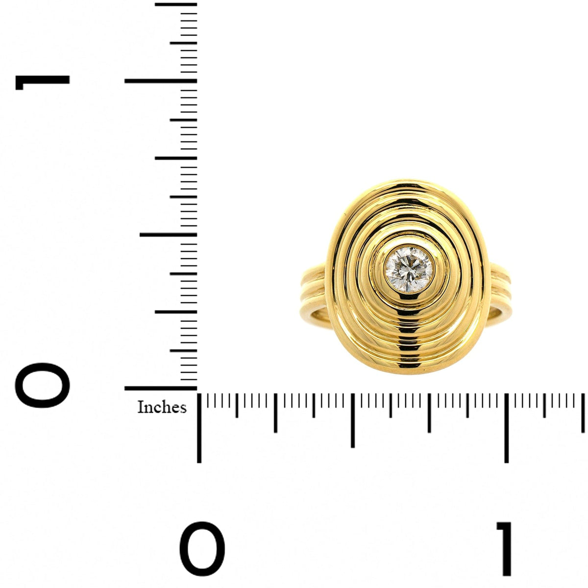18K Yellow Gold Large Bezel Set Diamond Ring