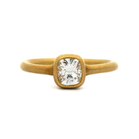 18K Yellow Gold Bezel Set Cushion Diamond Ring