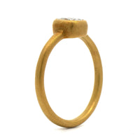 18K Yellow Gold Bezel Set Cushion Diamond Ring