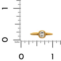 18K Yellow Gold Bezel Set Cushion Diamond Ring