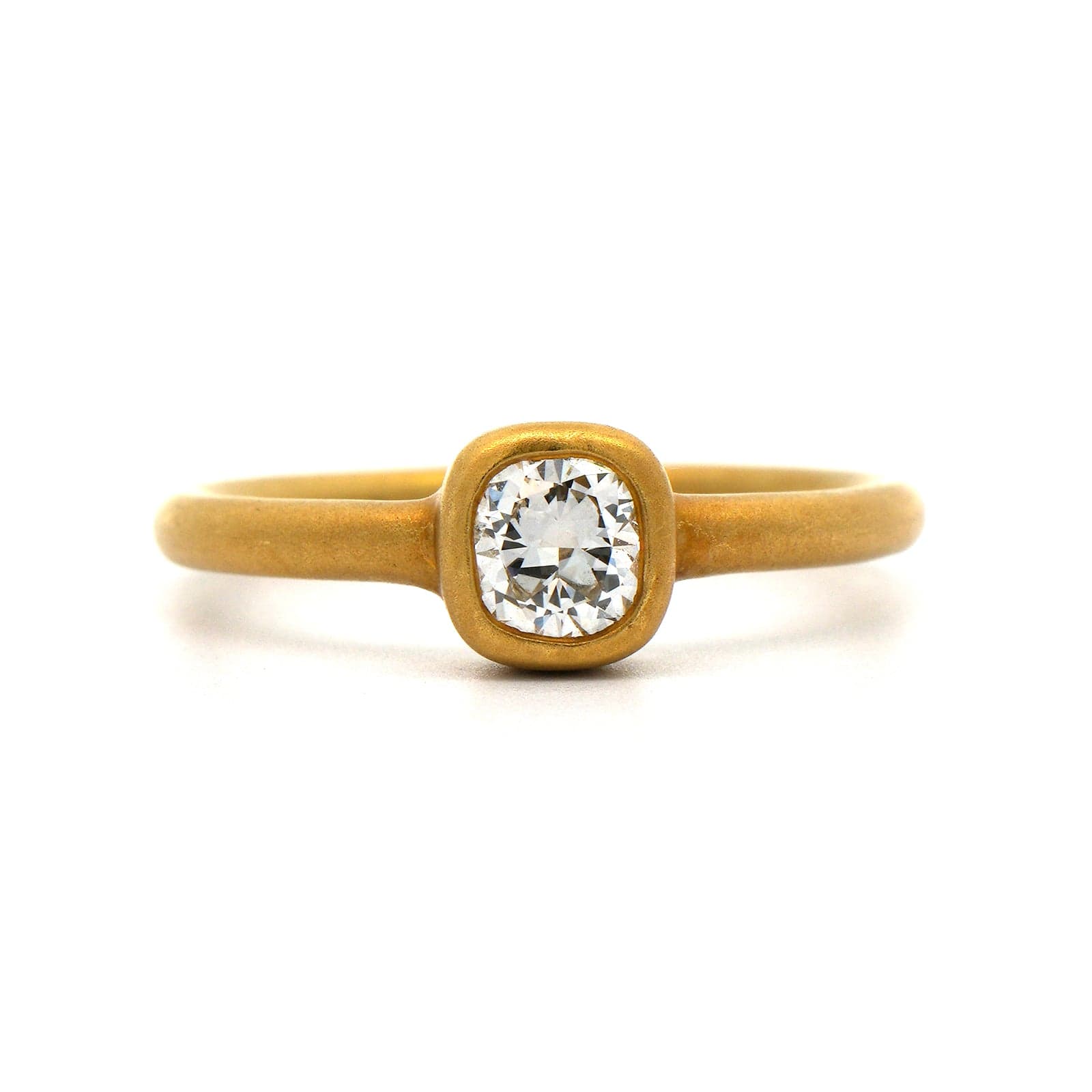 18K Yellow Gold Bezel Set Cushion Diamond Ring – Long's Jewelers