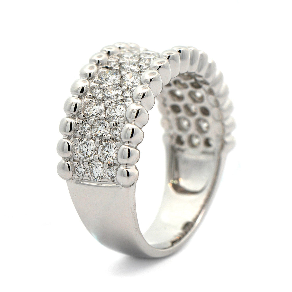 14K White Gold Pave Diamond Ring