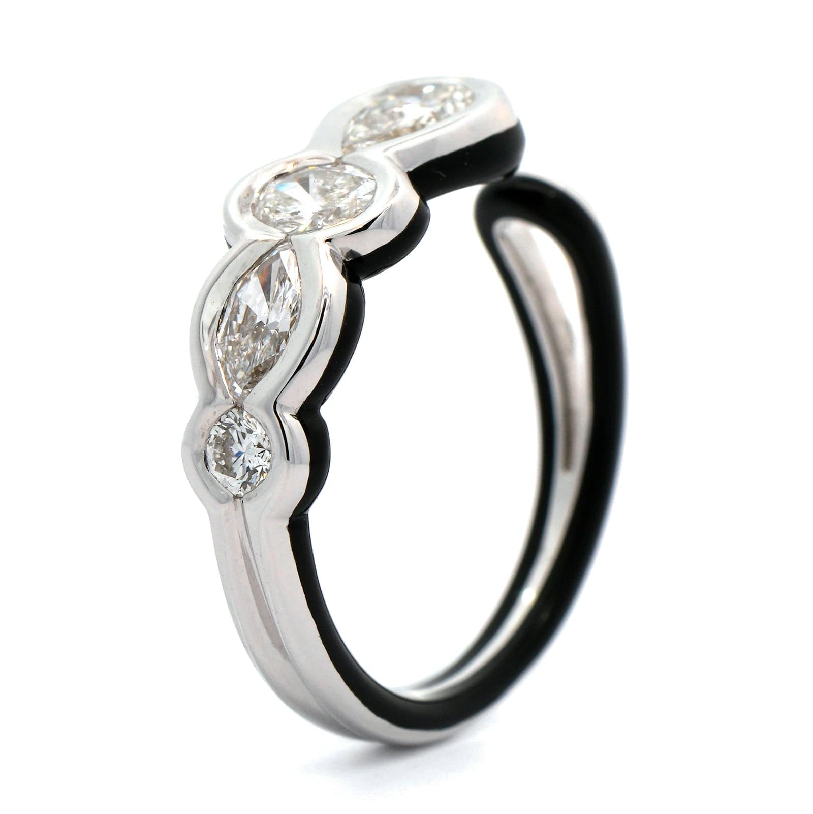 Etho Maria 18K White Gold Diamond and Black Ceramic Ring