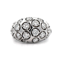 18K White Gold Diamond Domed Band