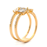 18K Yellow Gold 2 Row Multi Shaped Open Diamond Ring