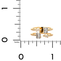 18K Yellow Gold 2 Row Multi Shaped Open Diamond Ring