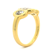 18K Yellow Gold 3 Stone Bezel Set Diamond Band
