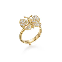 Temple St. Clair 18K Yellow Gold Pave Diamond Butterfly Ring