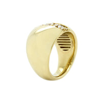 18K Yellow Gold Pear Shaped and Baguette Diamond Dome Ring