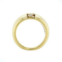 18K Yellow Gold Pear Shaped and Baguette Diamond Dome Ring