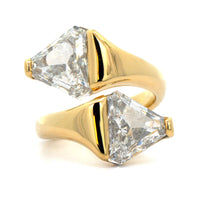 18K Yellow Gold Trillion Diamond Bypass Ring