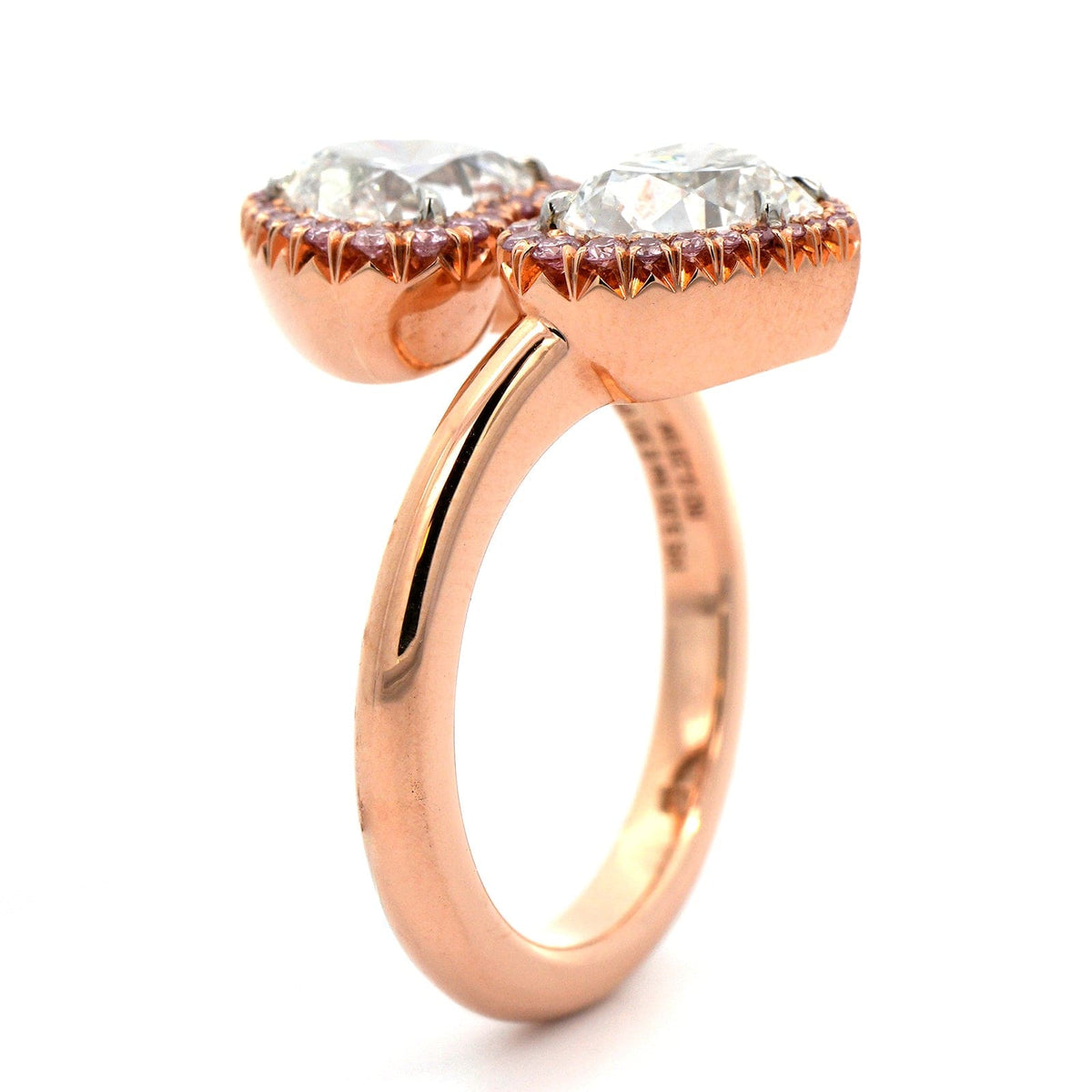 18K Rose Gold Heart Shaped Pink Diamond Bypass Ring