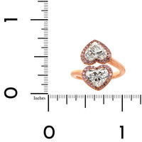 18K Rose Gold Heart Shaped Pink Diamond Bypass Ring
