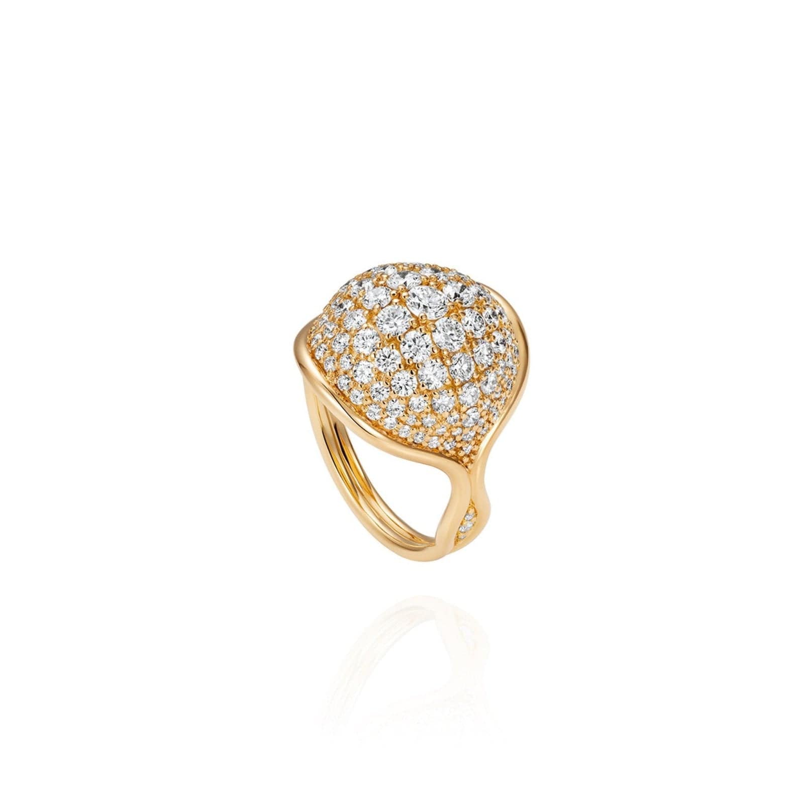 Fernando Jorge 18K Yellow Gold and Pave Diamond Small Fluid Ring