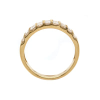 18K Yellow Gold 3 Row Baguette Diamond Ring